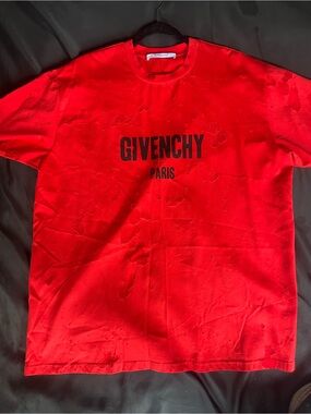 Givenchy Red Short Sleeve Logo Tee